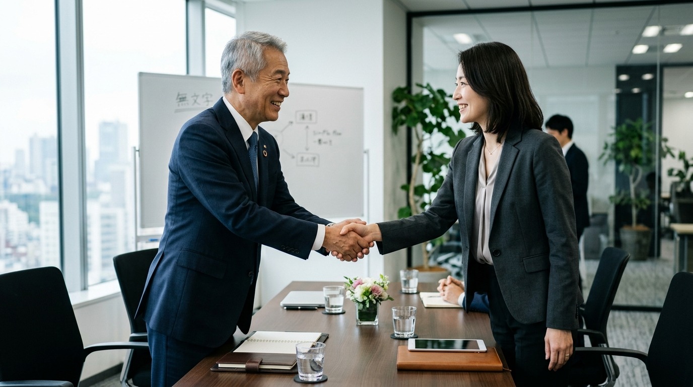握手を交わす経営者とコンサルタント