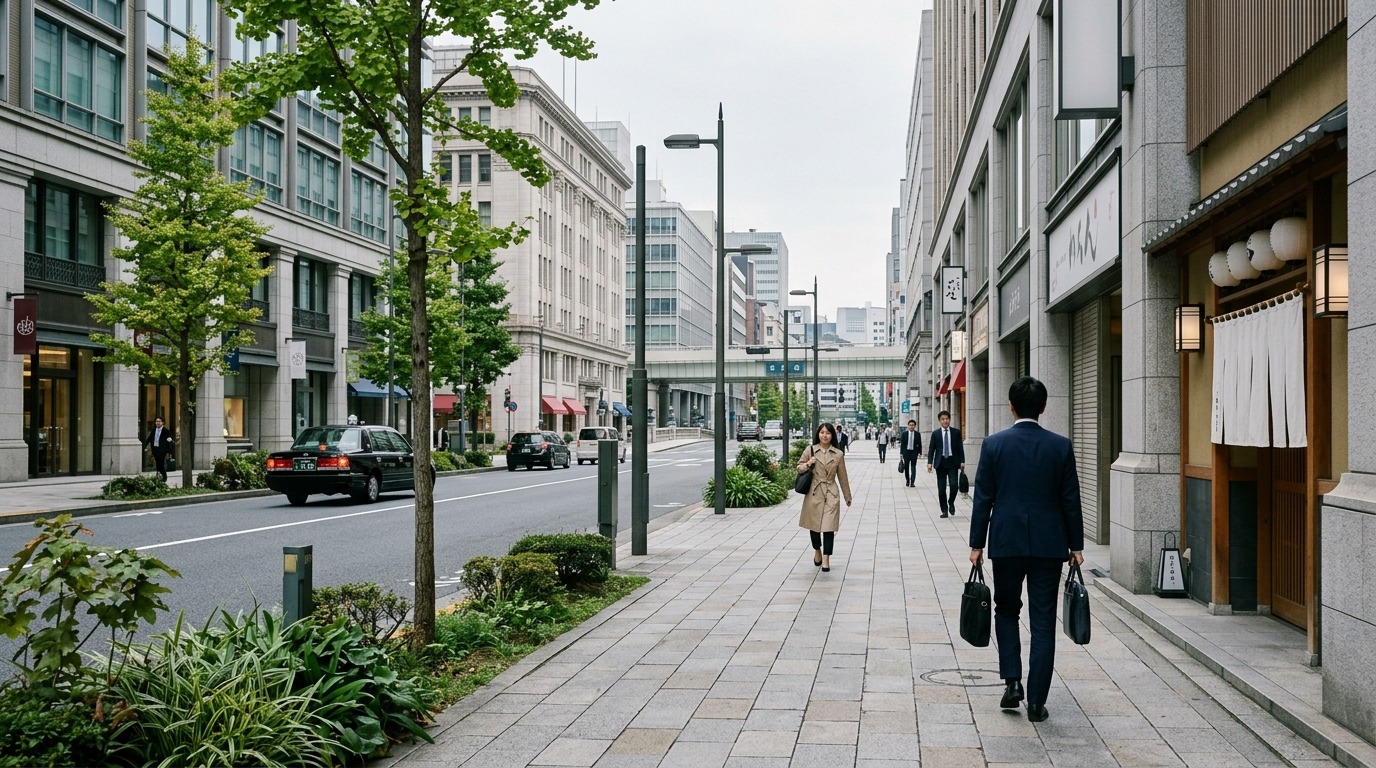 東京日本橋のオフィス街の街並み